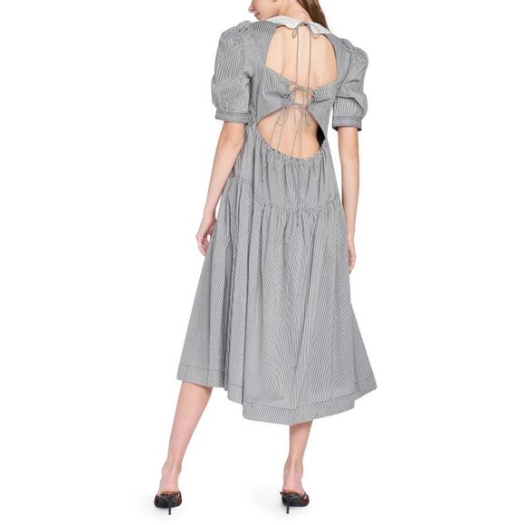 En Saison - TERYLL STRIPE COTTON MIDI DRESS - BLACK - Medium - NWT - Picture 2 of 9